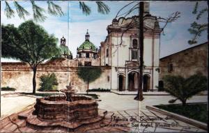 Monument, historical, artist, hand painted, ceramist, ceramic tile, Mercado, Mexico, Pasillo,
